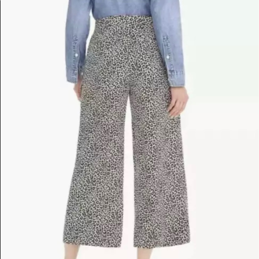 JCREW LEOPARD WIDE LEG CROPPED PANTS 100% silk - Picture 3 of 7